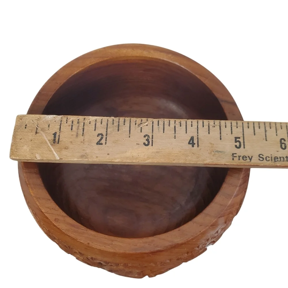 Vntg Hand Carved Wooden Salad Bowl Set. 9 Pc set. Mid-Century Modern